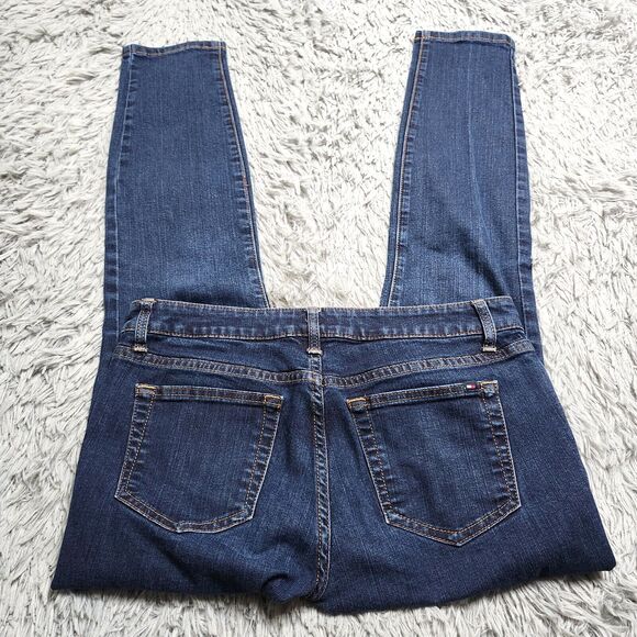Tommy Hilfiger Jeans Womens Size 6 Regular 6R Skinny Fit Mid Rise Blue Dark Wash - Picture 4 of 12